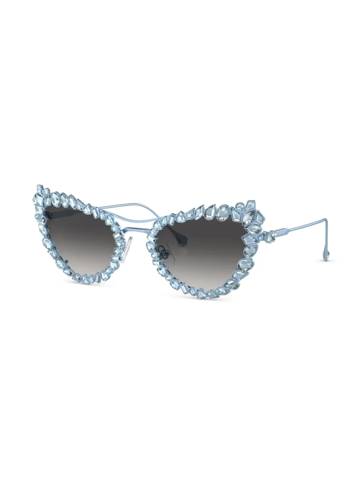 Swarovski Eyewear クリスタル装飾のクリップオンフレームサングラス - ブルー - 画像2