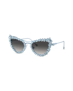 Swarovski Eyewear クリスタル装飾のクリップオンフレームサングラス - ブルー - サムネイル2