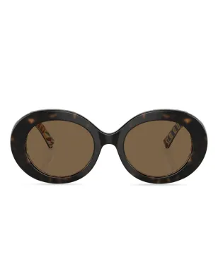Dolce & Gabbana Eyewear Carretto-print 丸型フレーム サングラス - グリーン - サムネイル1