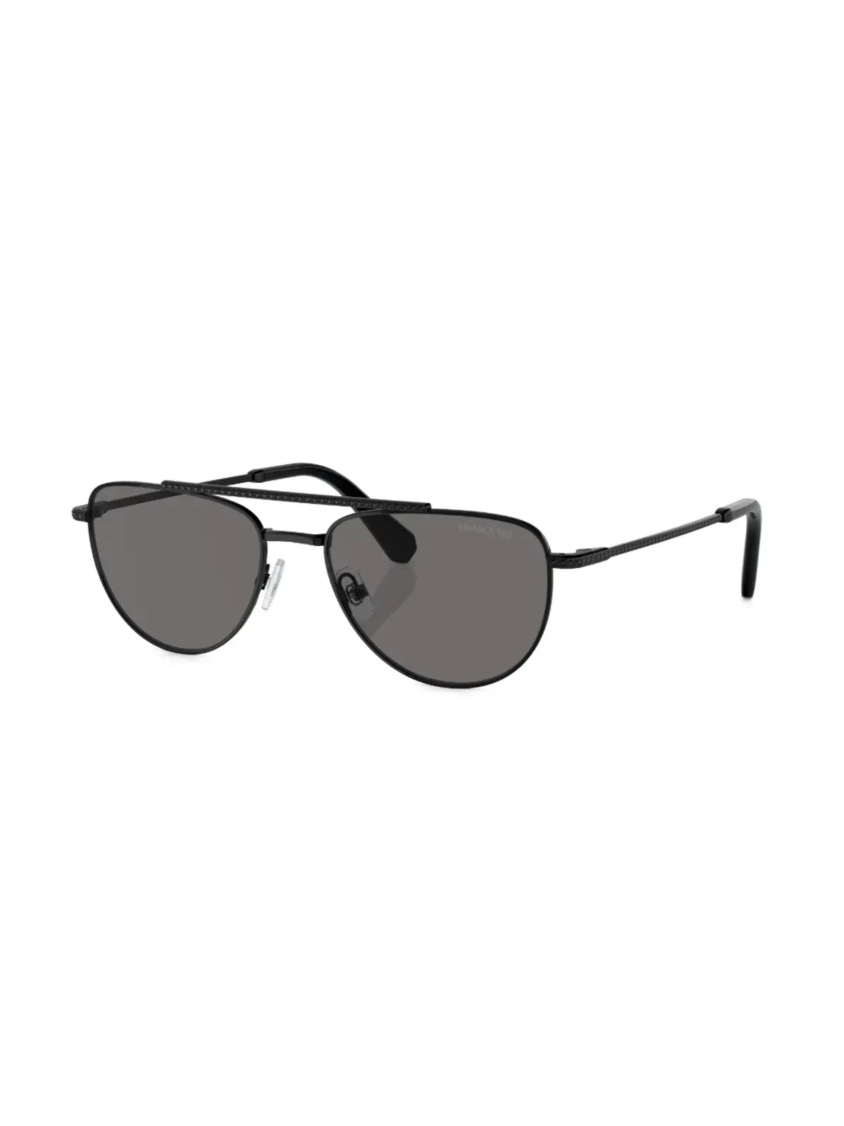 Swarovski Eyewear ロゴプリント オーバルフレーム サングラス - ブラック - 画像2