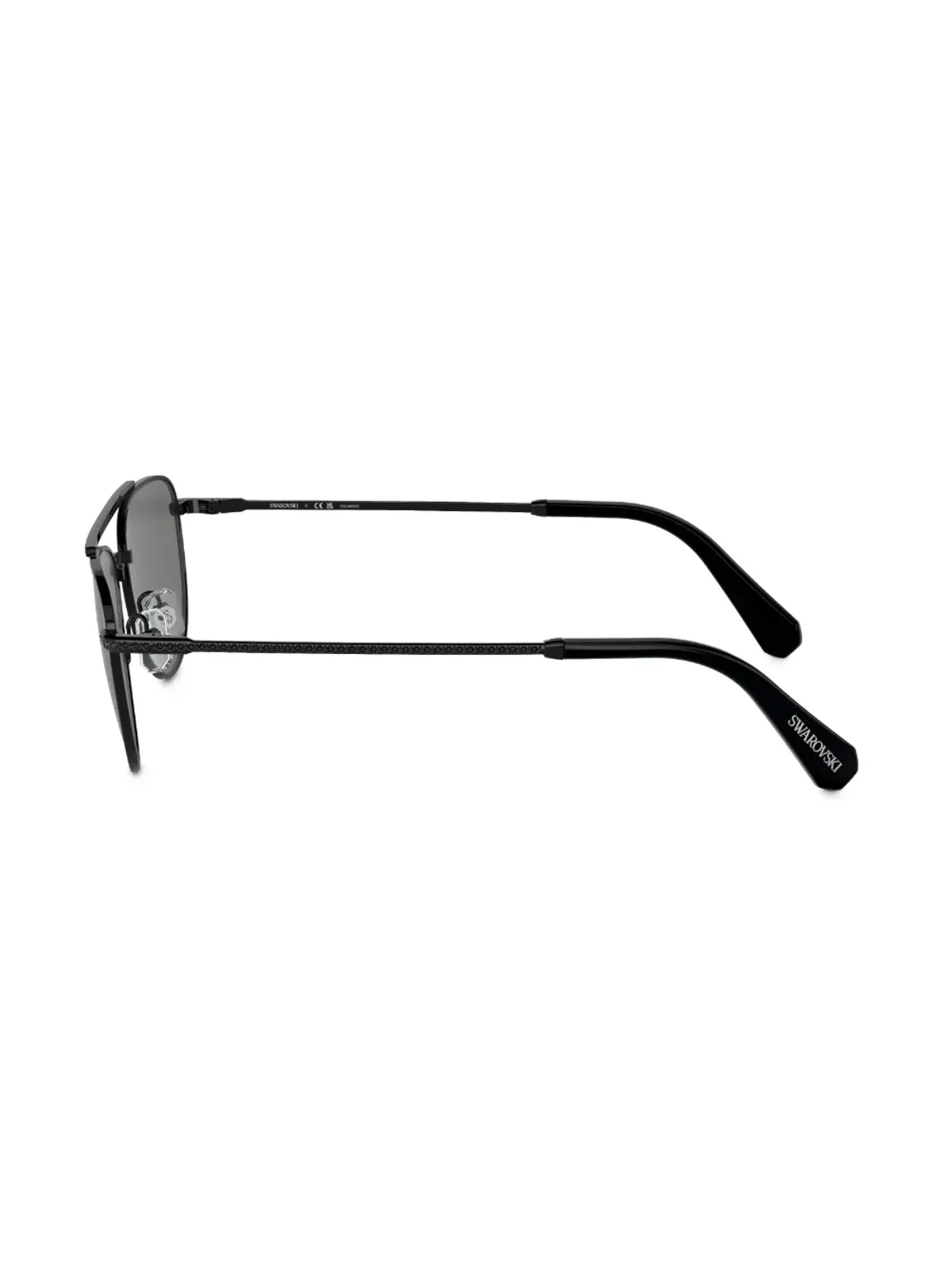 Swarovski Eyewear ロゴプリント オーバルフレーム サングラス - ブラック - 画像3