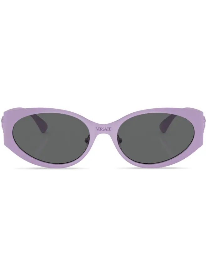 Versace Eyewear Versace Eyewear ロゴプレート付きオーバルフレームサングラス - パープルの商品画像