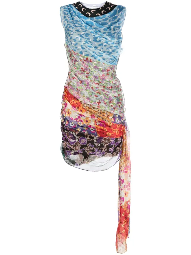 Marine Serre Marine Serre 再生スカーフ シルク ミニドレス - Blueの商品画像