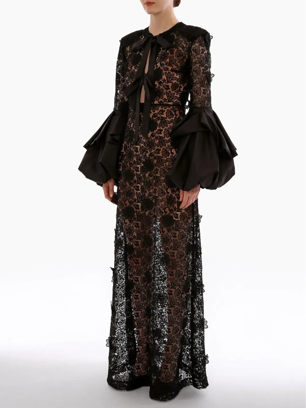 Huishan Zhang Jayma Gown Black Lace - 画像2