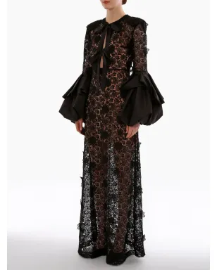 Huishan Zhang Jayma Gown Black Lace - サムネイル2