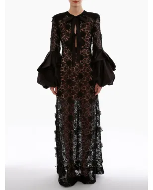 Huishan Zhang Jayma Gown Black Lace - サムネイル3