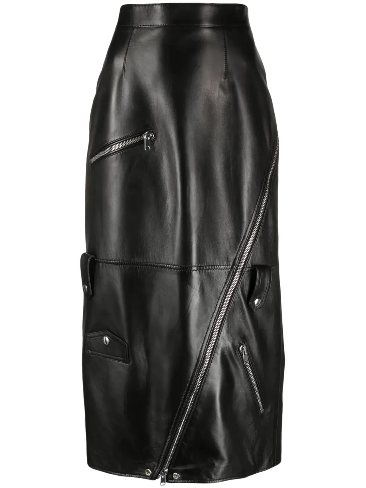 Alexander McQueen 高腰ポリッシュ仕上げスカート - 画像1