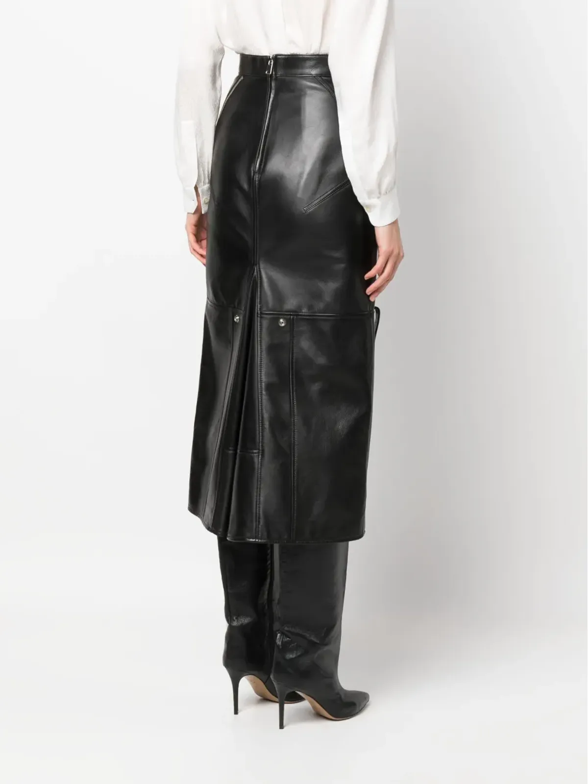 Alexander McQueen 高腰ポリッシュ仕上げスカート - 画像4