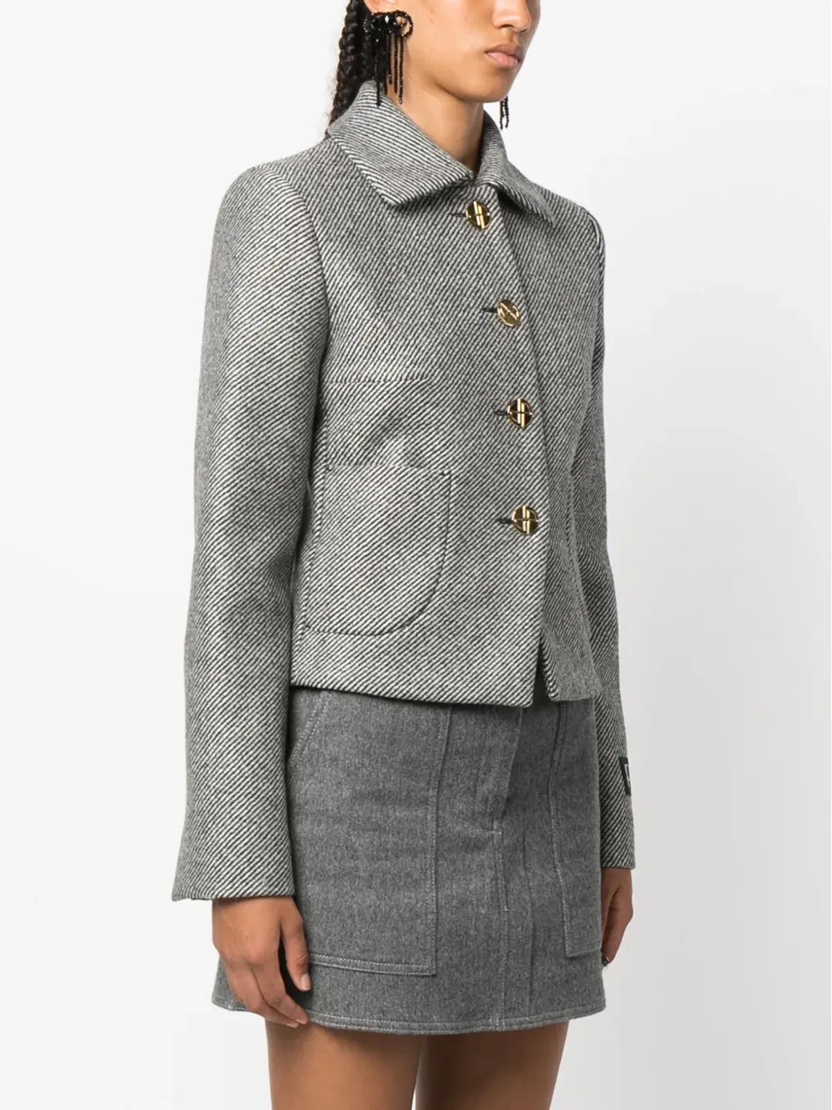 Patou テクスチャード ヴァージンウール ショートジャケット - Grey - 画像3
