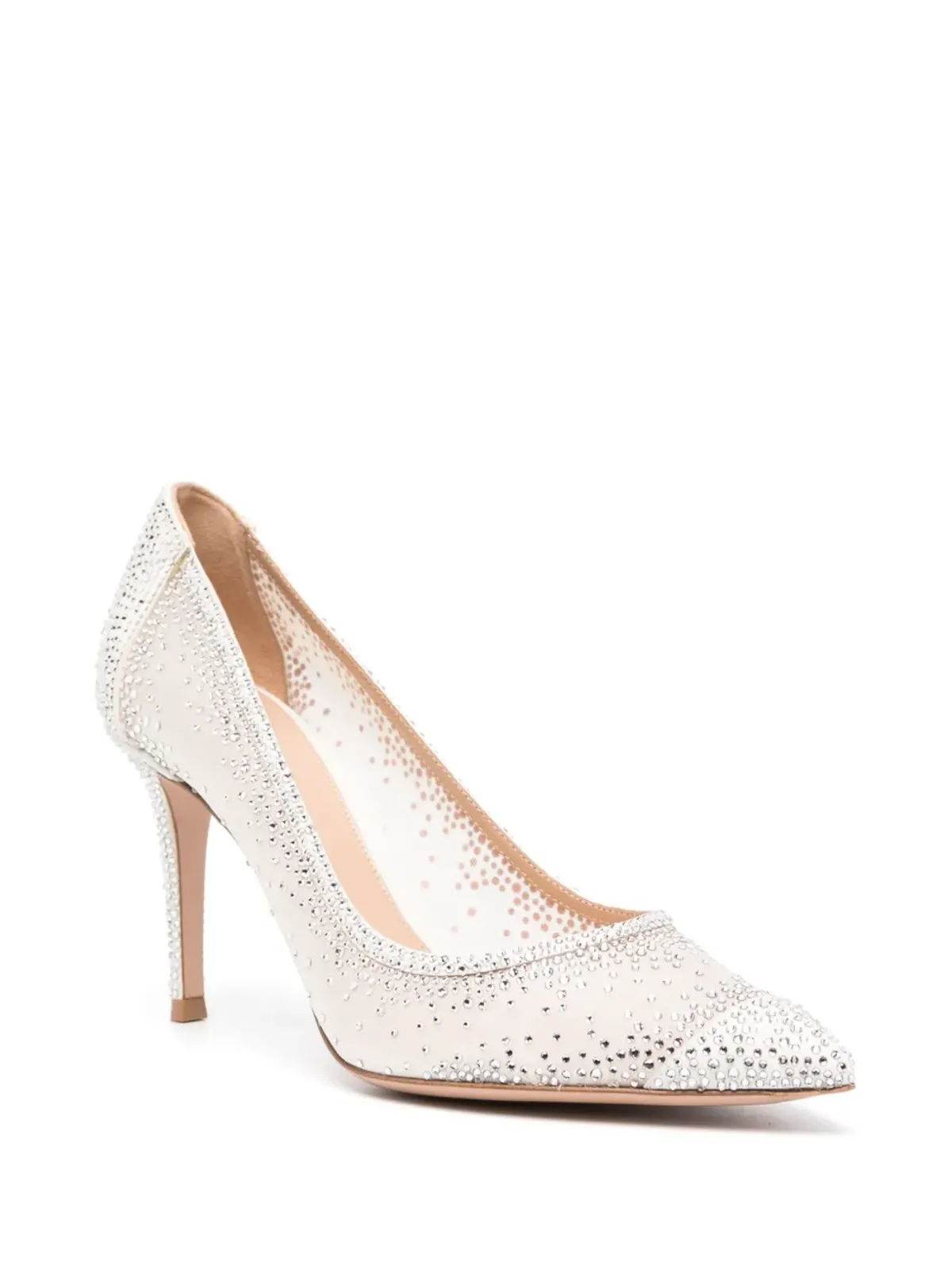Gianvito Rossi ラニア 85mm ラインストーン パンプス - White - 画像2
