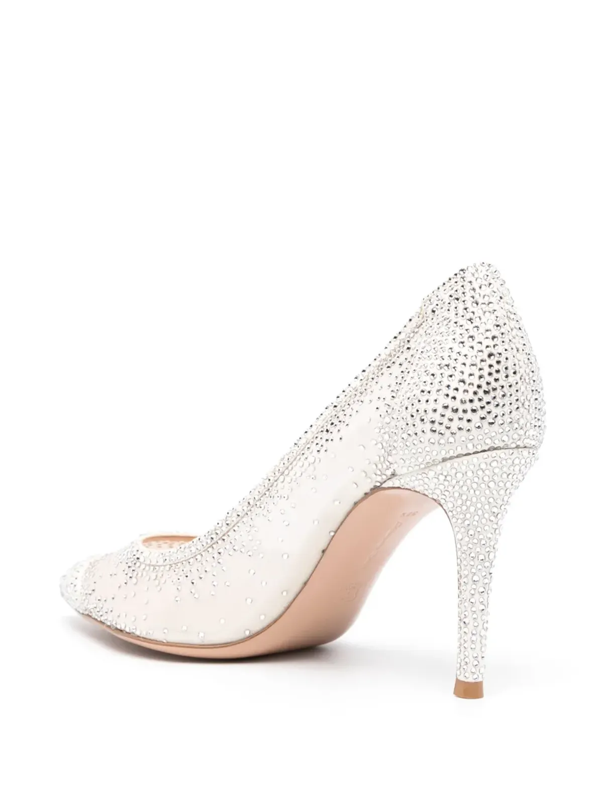 Gianvito Rossi ラニア 85mm ラインストーン パンプス - White - 画像3
