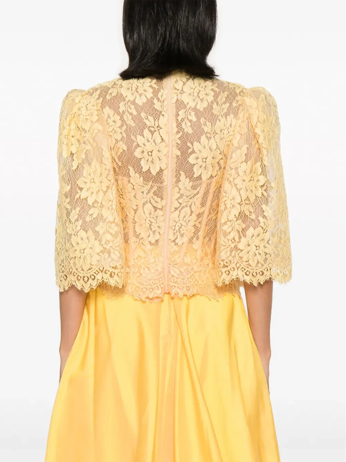 Gemy Maalouf 花柄レースのパフスリーブトップス - Yellow - 画像4