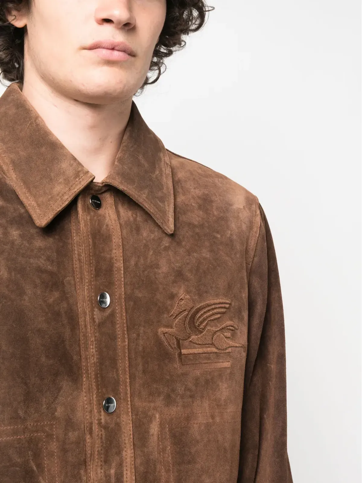 ETRO スエードシャツジャケット ブラウン - 画像5