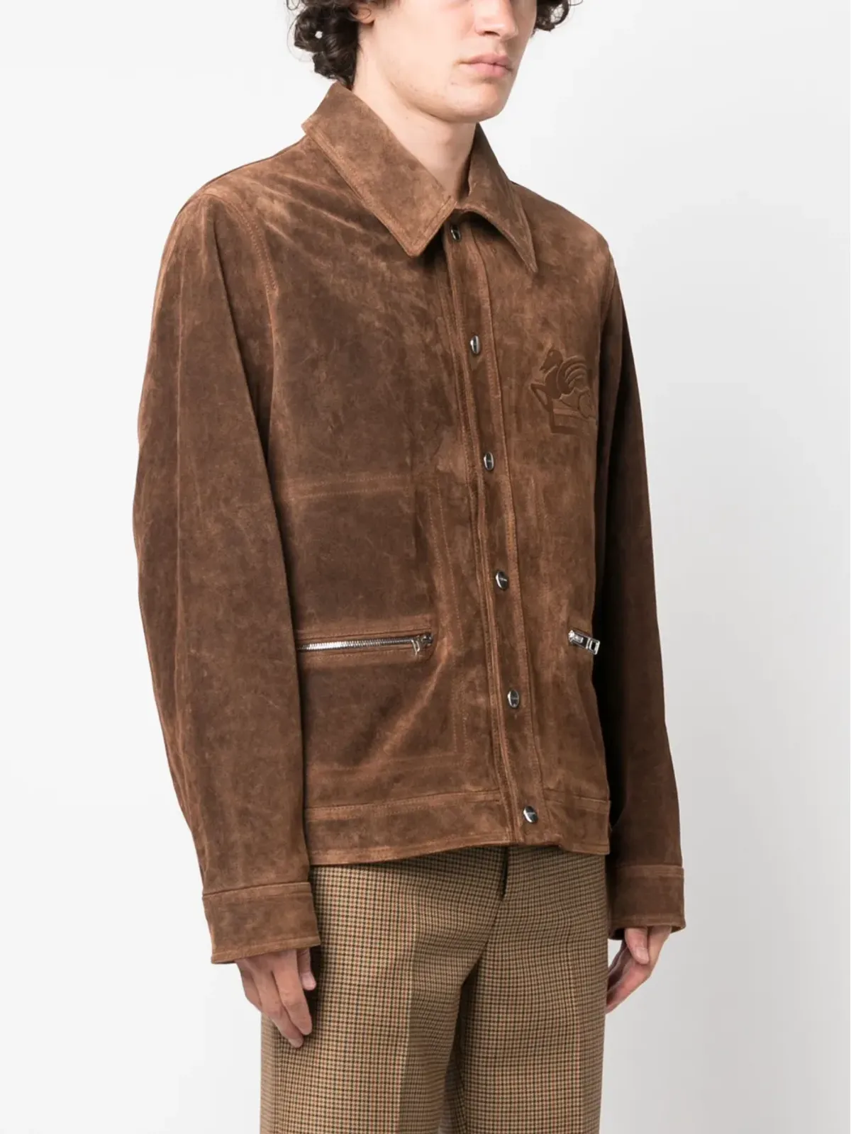ETRO スエードシャツジャケット ブラウン - 画像3