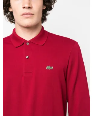 Lacoste ロゴパッチ付き長袖コットンポロシャツ - Red - サムネイル5