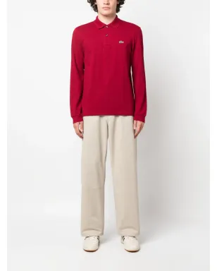 Lacoste ロゴパッチ付き長袖コットンポロシャツ - Red - サムネイル2
