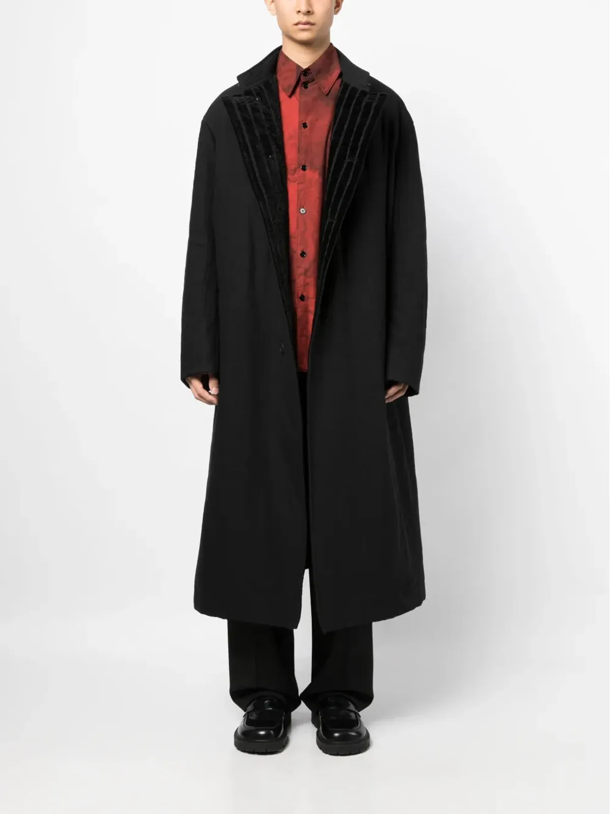 Yohji Yamamoto シングルブレスト ドロップショルダー コート - 画像2