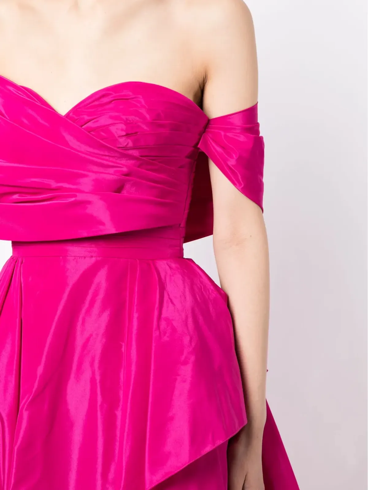 Zuhair Murad アシンメトリックオフショルダーシルクガウン - 画像5