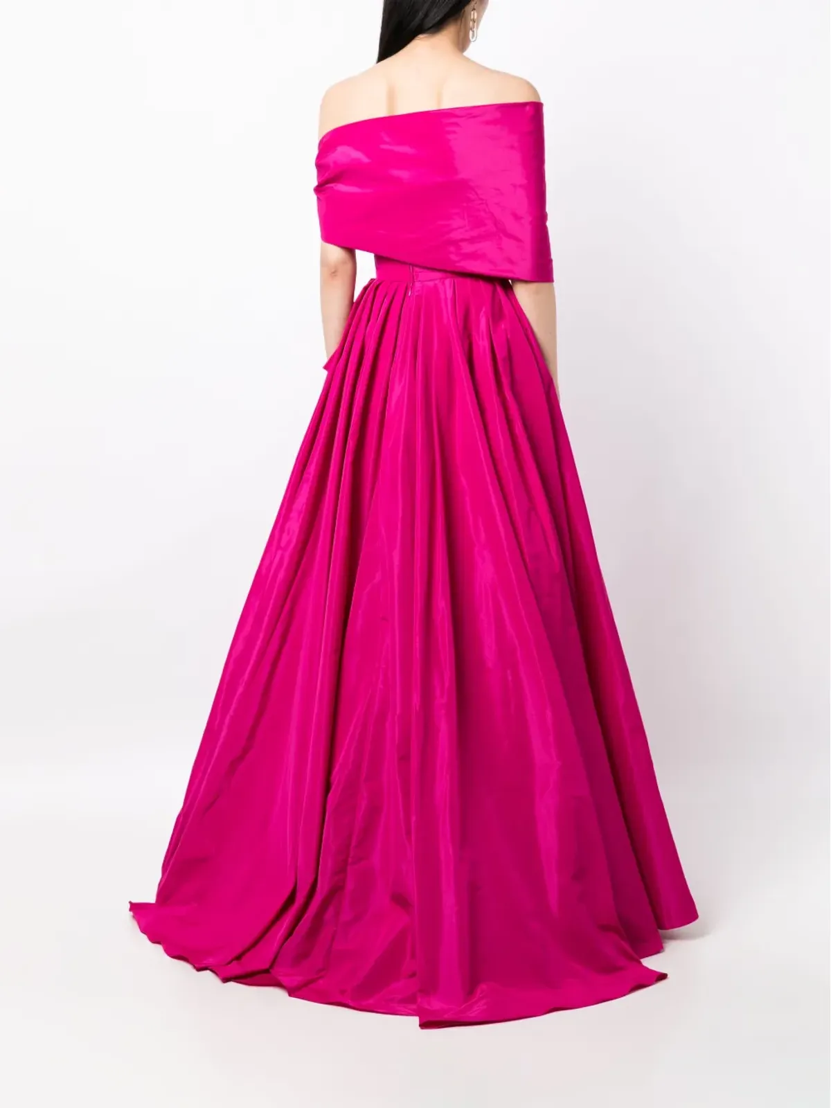 Zuhair Murad アシンメトリックオフショルダーシルクガウン - 画像4