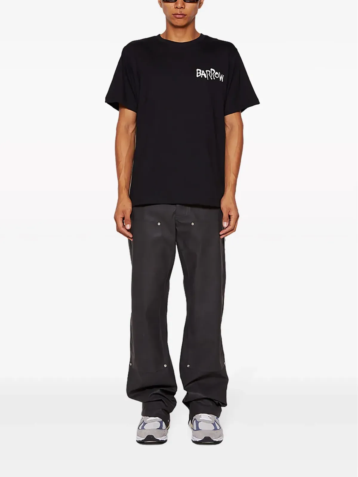 BARROW ロゴプリント コットン Tシャツ ブラック - 画像2
