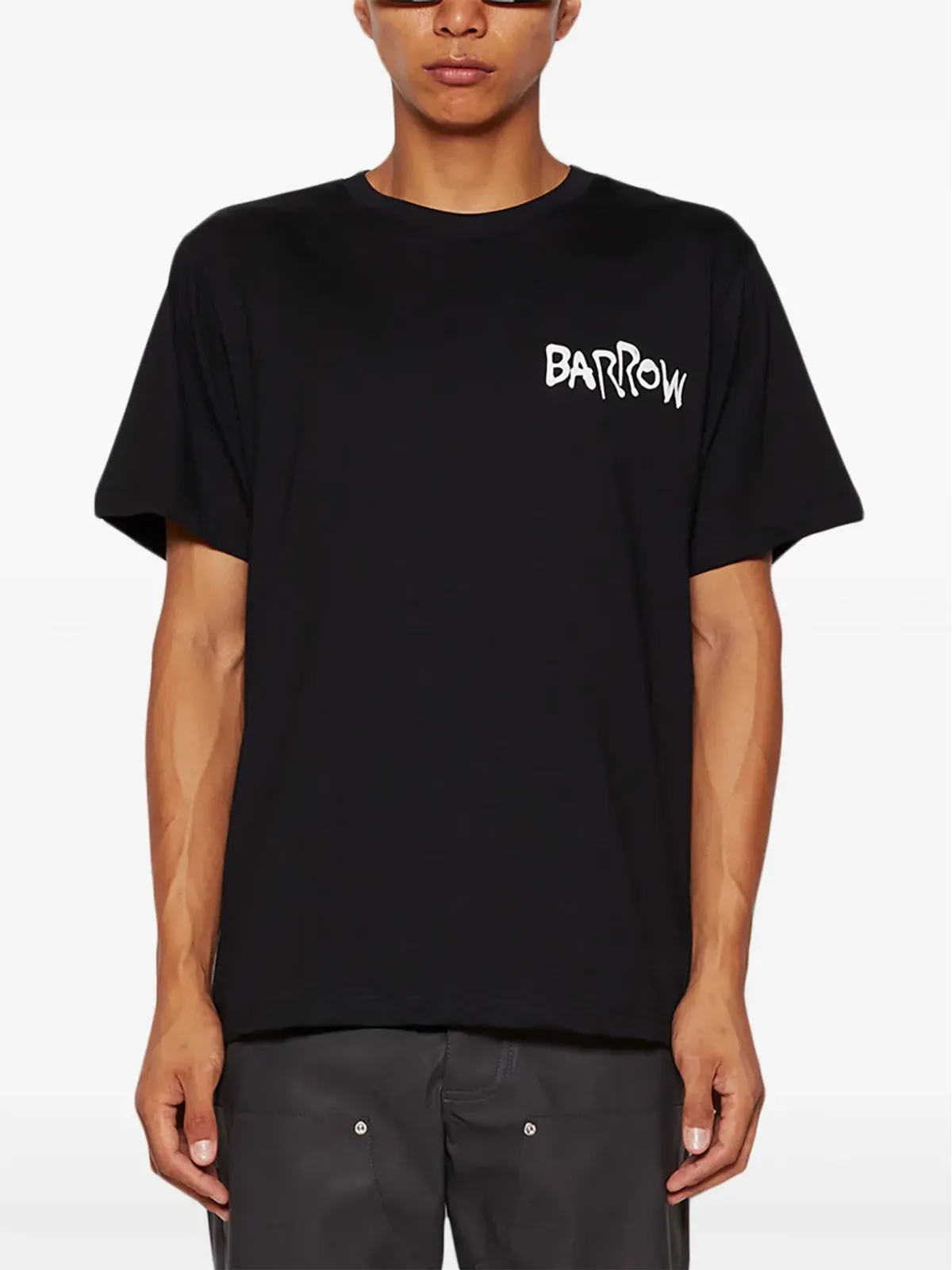 BARROW ロゴプリント コットン Tシャツ ブラック - 画像3