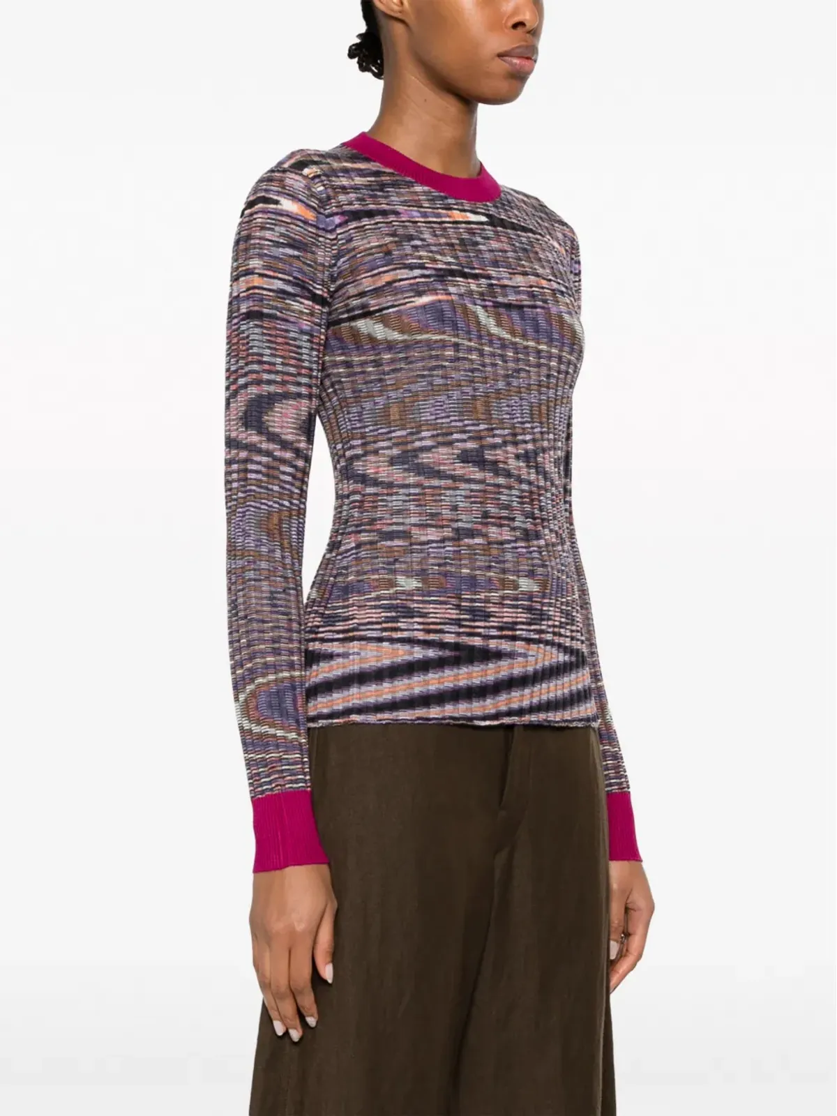 Missoni アブストラクト柄カシミヤ混ニットセーター - パープル - 画像3