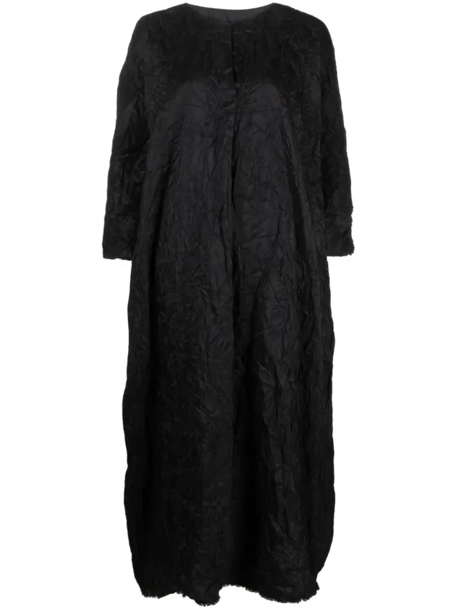 Daniela Gregis Daniela Gregis しわ加工シルク ミディドレス - ブラックの商品画像