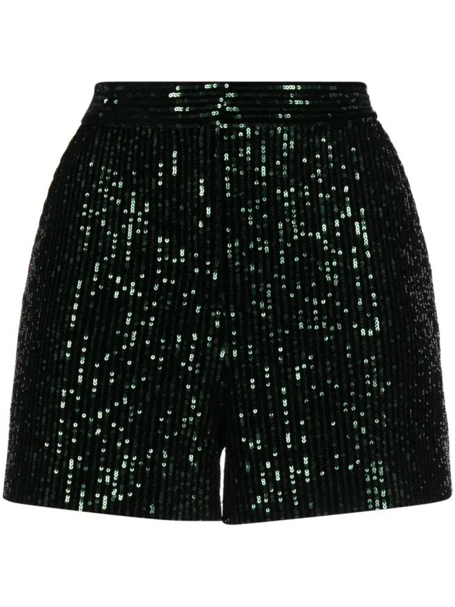 Elie Saab Elie Saab 高腰スパンコールショートパンツ - ブラックの商品画像