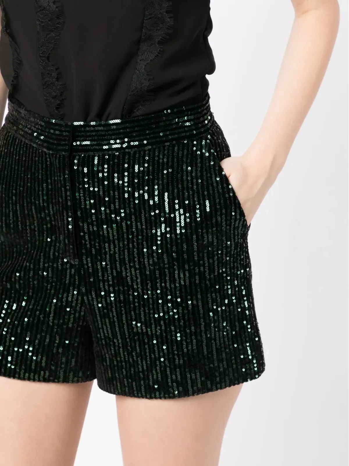 Elie Saab 高腰スパンコールショートパンツ - ブラック - 画像5