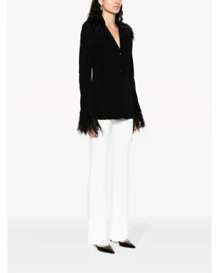 Alberta Ferretti ガチョウの羽毛トリム付きボタンアップジャケット - サムネイル3