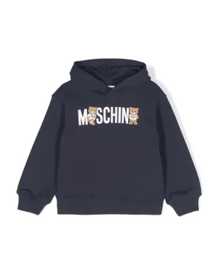 Moschino Kids テディベアモチーフ コットン フード付きパーカー - ブルー - サムネイル1