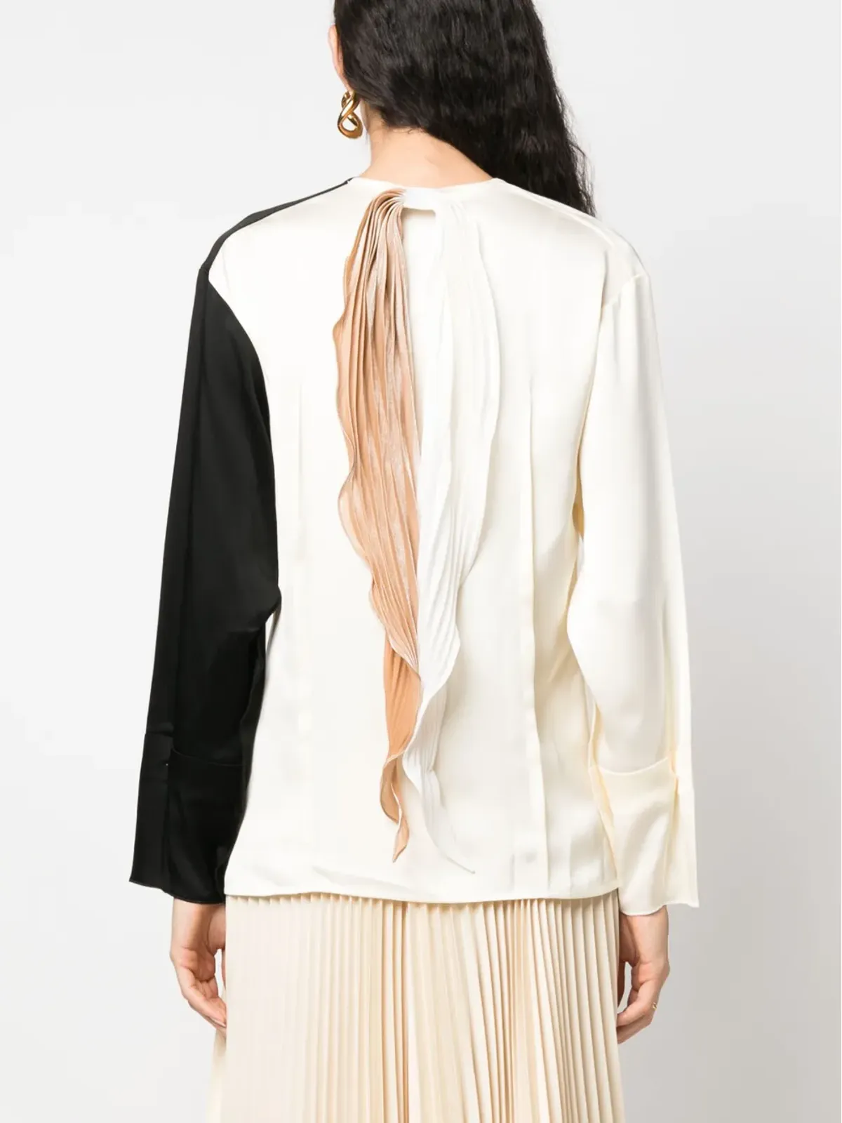 Victoria Beckham カラー ブロック Vネック ブラウス - 画像4