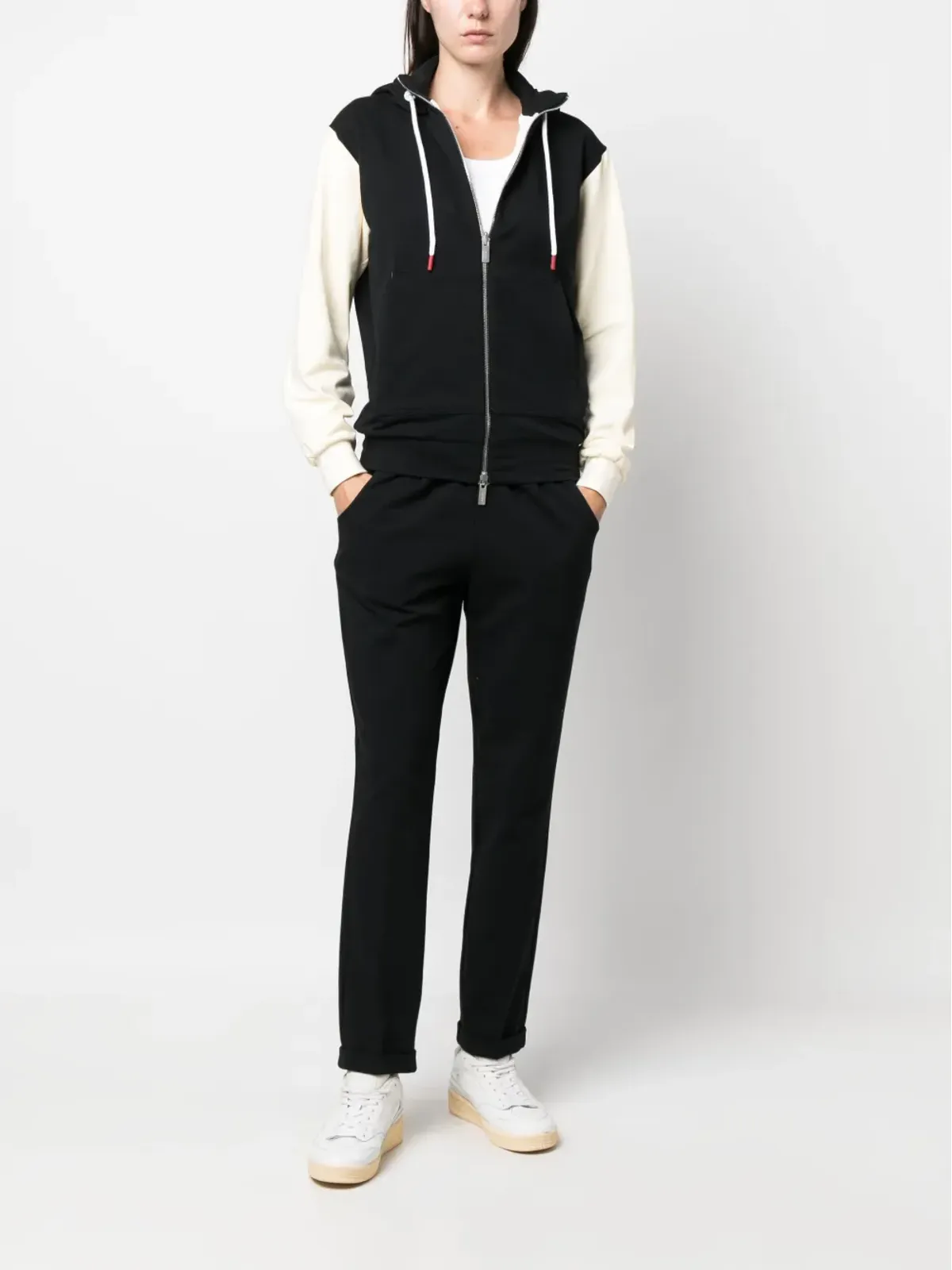 Kiton ドローストリングストレッチコットンフーディ - 画像2