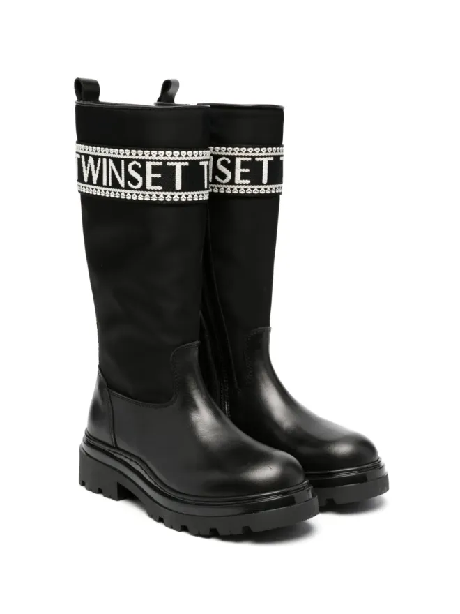 TWINSET Kids TWINSET Kids ロゴテープ付きニーハイブーツの商品画像