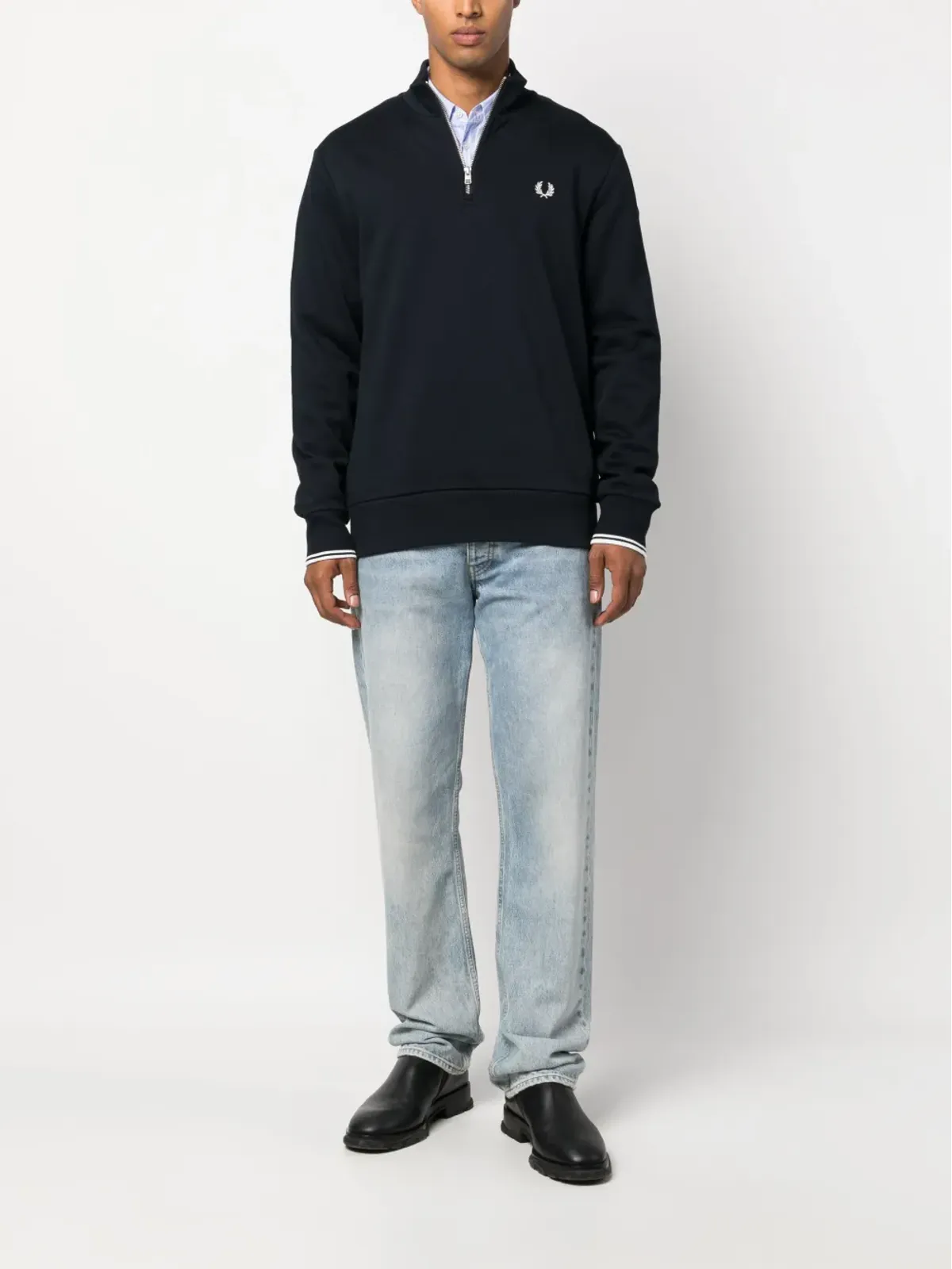 Fred Perry ロゴ刺繍ジップアップスウェットシャツ - 画像2