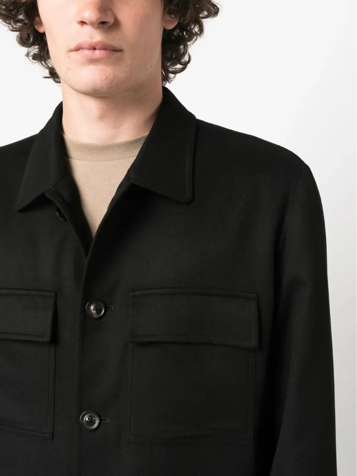 Lardini ボタンアップ ウールブレンド シャツジャケット - 画像5