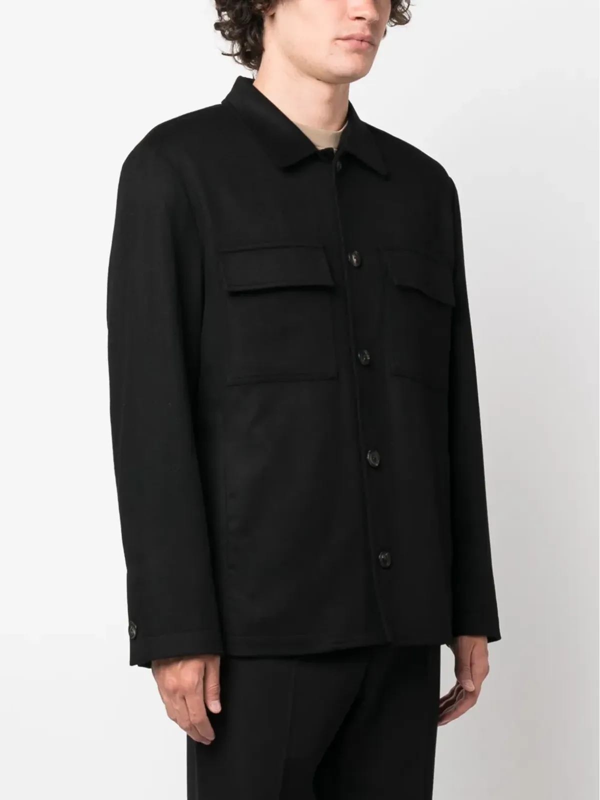 Lardini ボタンアップ ウールブレンド シャツジャケット - 画像3