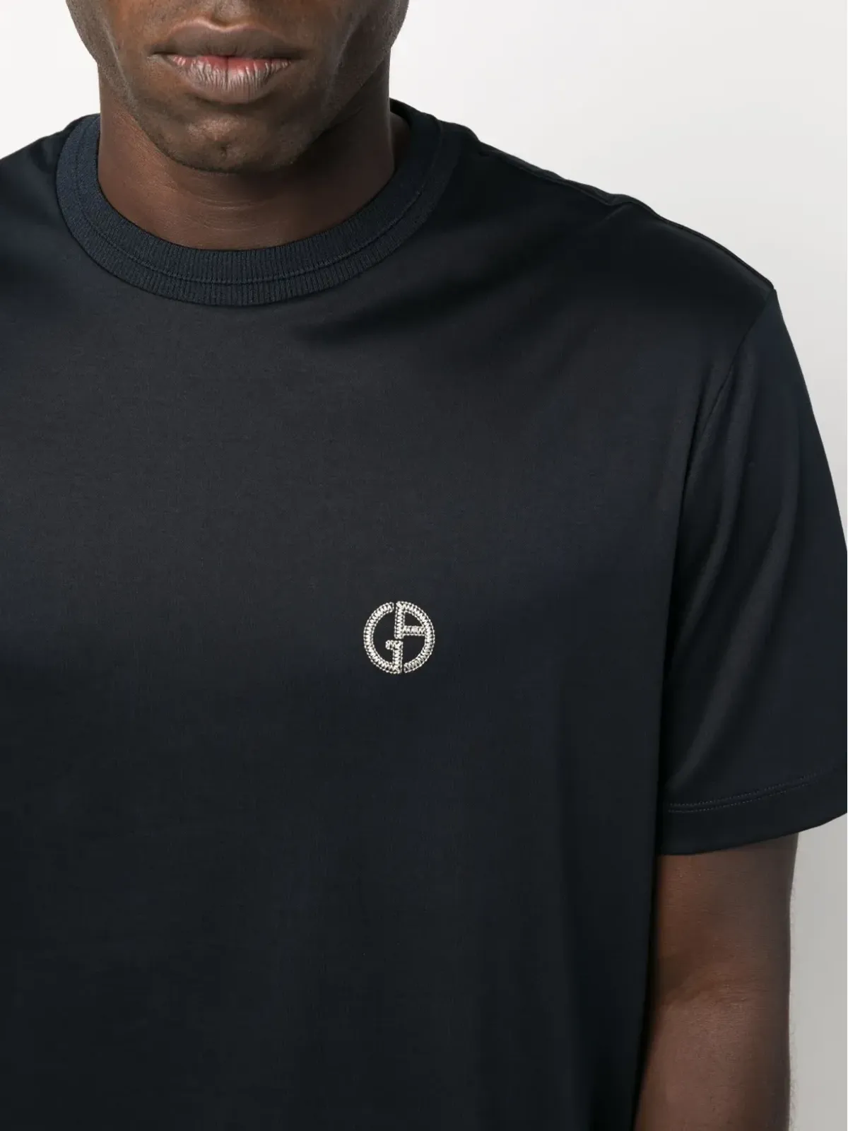Giorgio Armani ロゴ刺繍コットンTシャツ - ブルー - 画像5