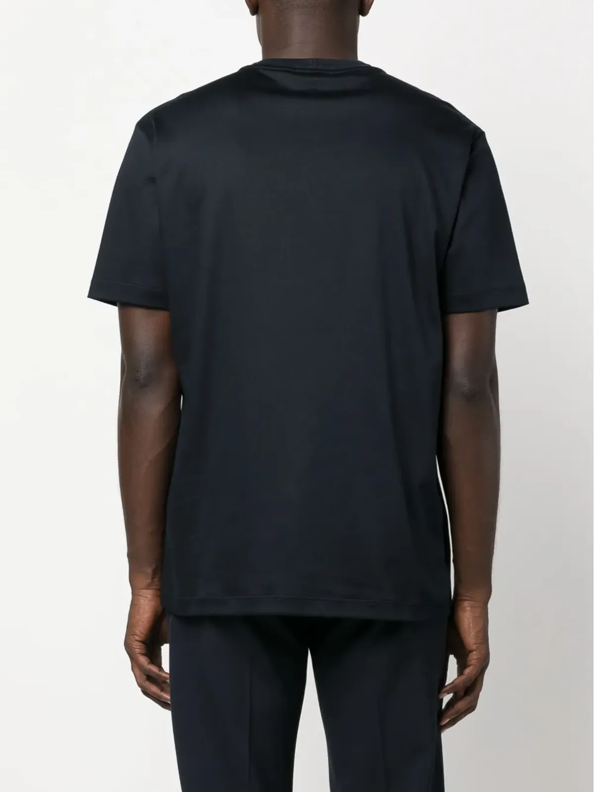 Giorgio Armani ロゴ刺繍コットンTシャツ - ブルー - 画像4