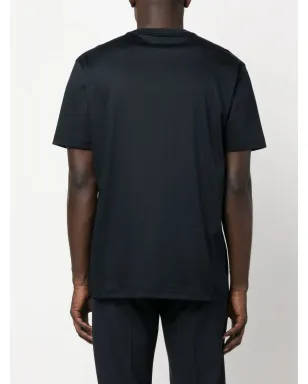 Giorgio Armani ロゴ刺繍コットンTシャツ - ブルー - サムネイル4