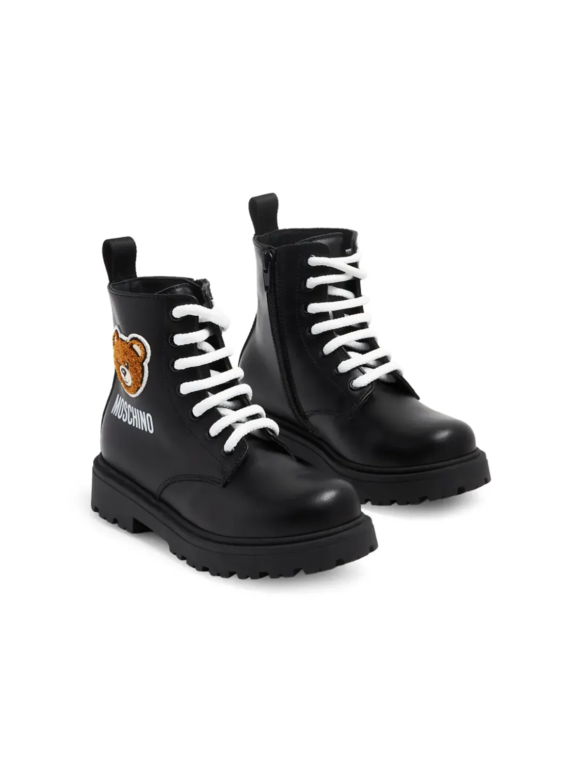 Moschino Kids テディ アンクル レザーブーツ - 画像4