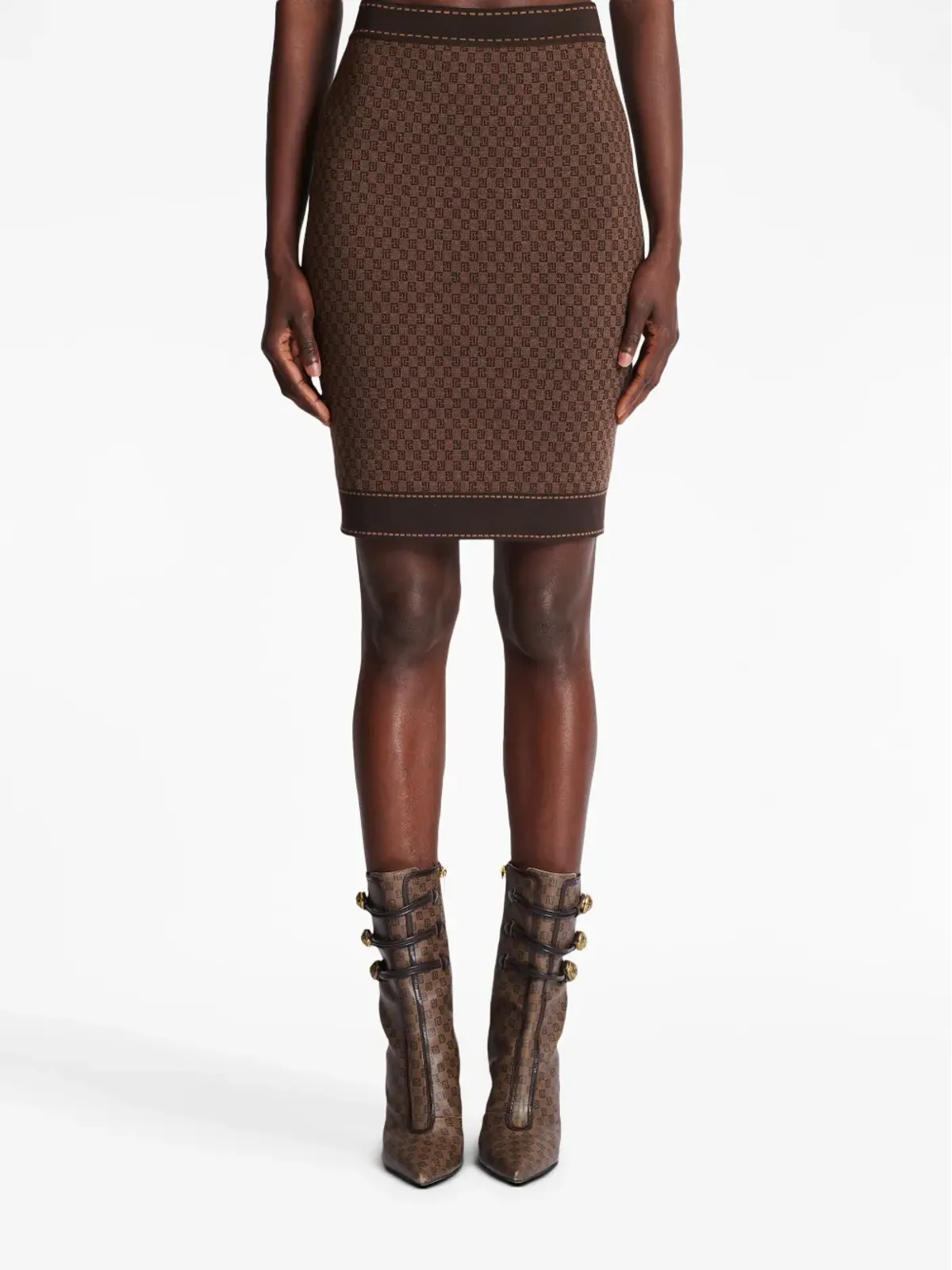 Balmain モノグラムジャカード スカート - 画像5