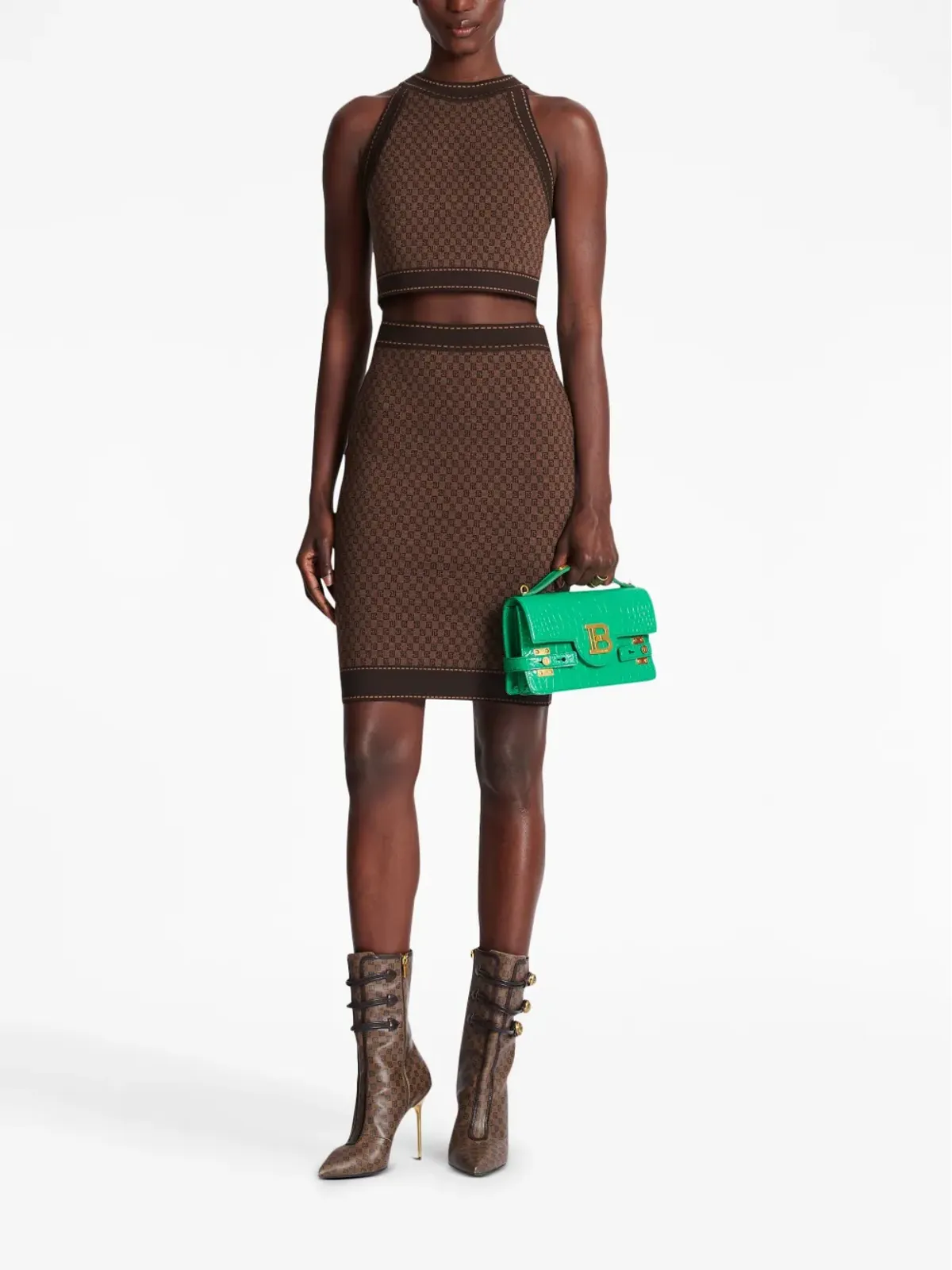Balmain モノグラムジャカード スカート - 画像2