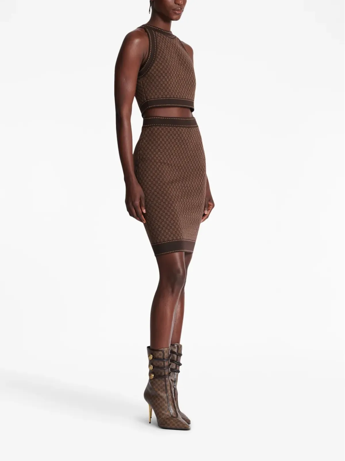 Balmain モノグラムジャカード スカート - 画像3