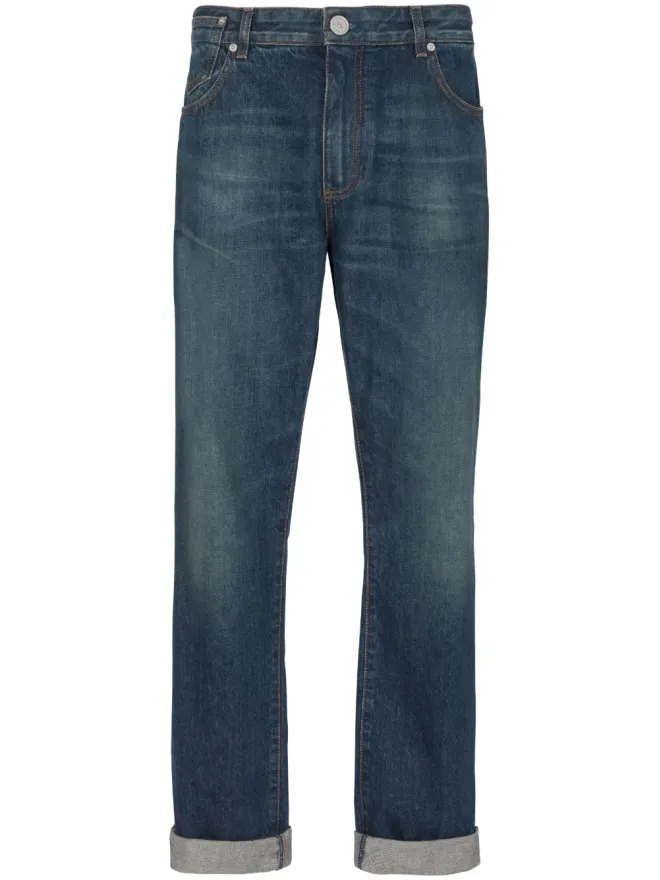 BALMAIN Balmain ヴィンテージ ロゴパッチ ストレートジーンズの商品画像