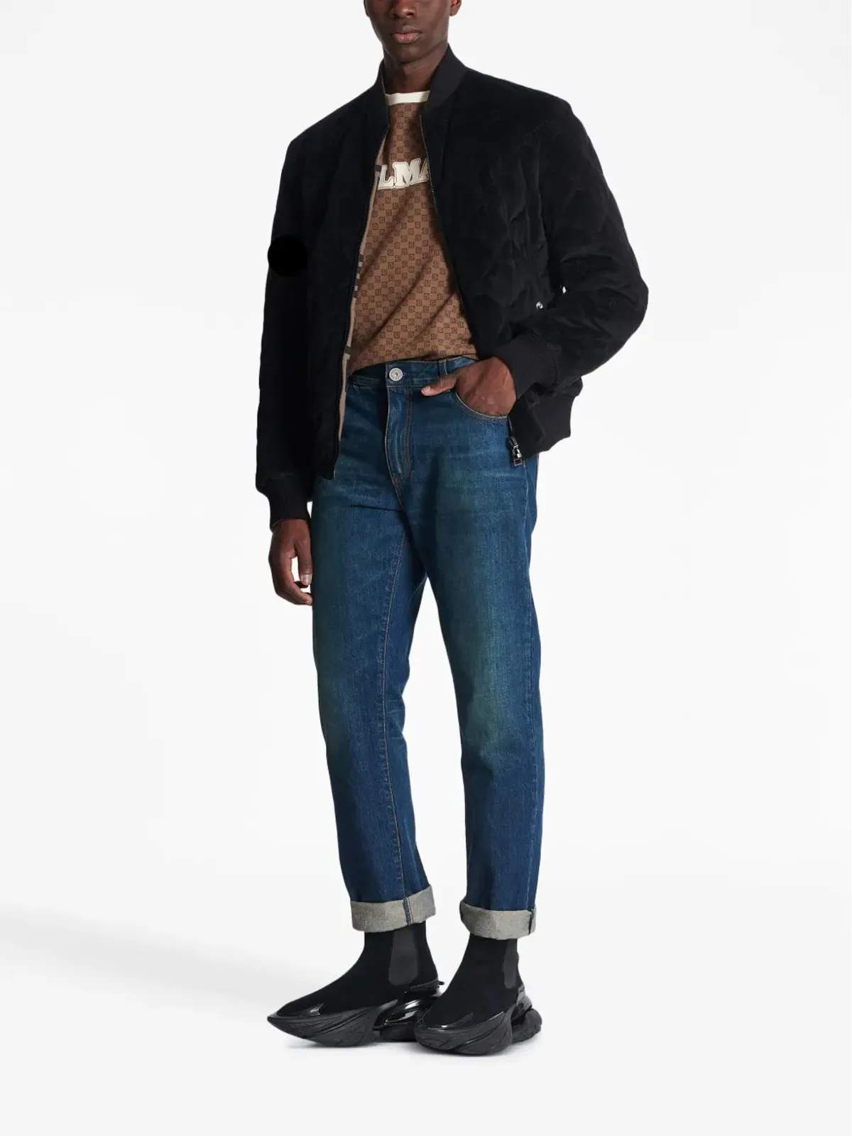 Balmain ヴィンテージ ロゴパッチ ストレートジーンズ - 画像2
