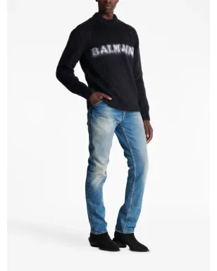 Balmain ロゴプリント ブラッシュ仕上げ ジャンパー - ブラック - サムネイル3