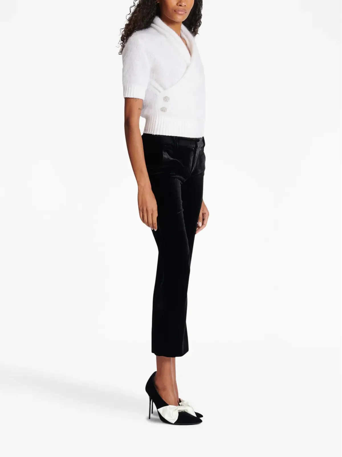 Balmain クロップドベルベットパンツ - 画像3