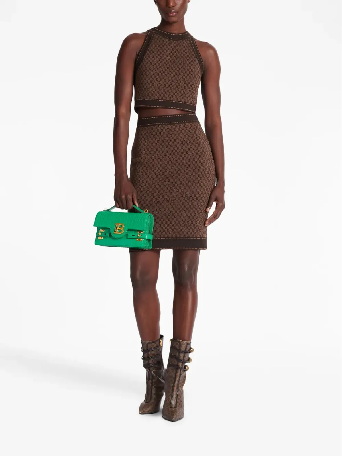 Balmain モノグラムジャカード クロップトップ - 画像2
