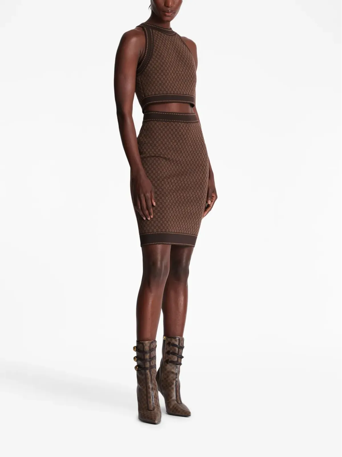 Balmain モノグラムジャカード クロップトップ - 画像3